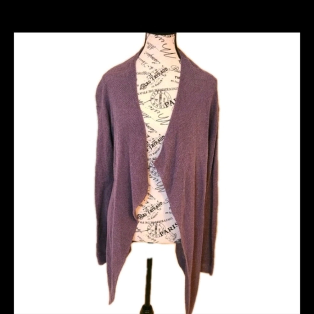 Sweater Linen Blend Asymetrical Open Front  Mauve Monk & Lou Size S Plenty Brand